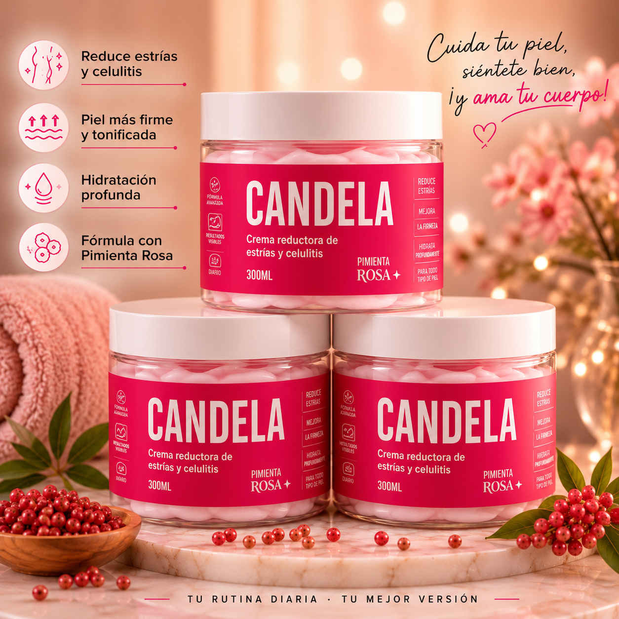 Candela crema reductora para estrías y celulitis  x2  🤩
