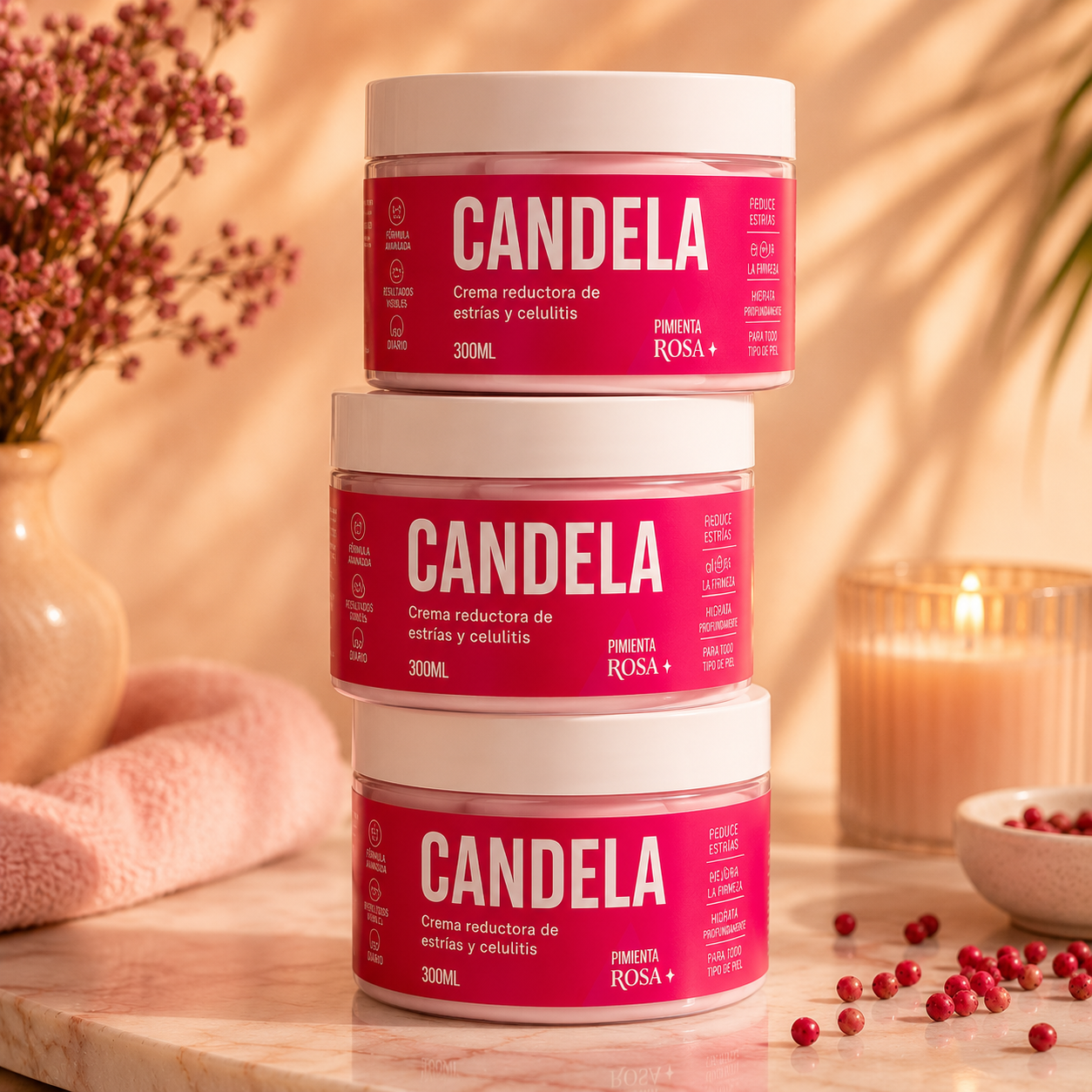 Candela crema reductora para estrías y celulitis  x2  🤩