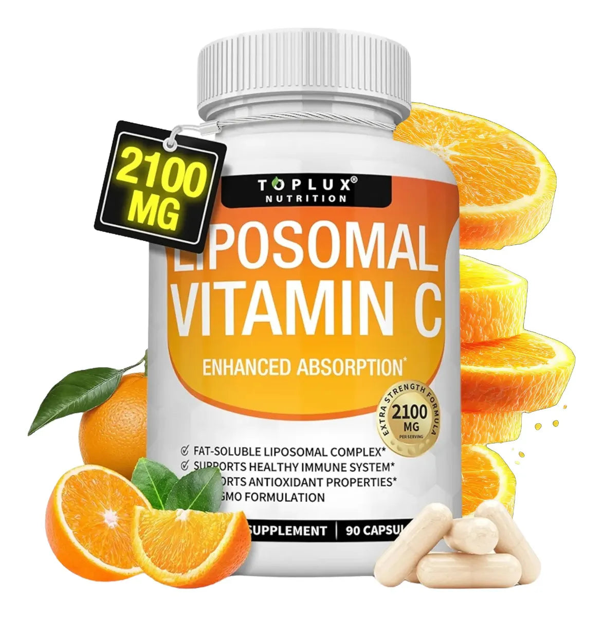 VITAMINA C LIPOSOMAL - 90 Cápsulas  Máxima absorción y protección avanzada 🍊