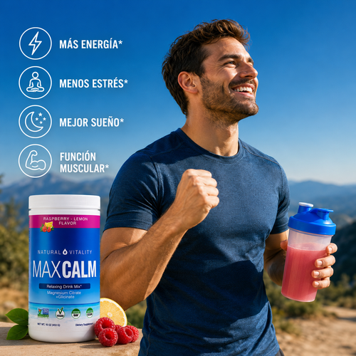 💙 MAXCALM® – Magnesio Citrato + Glicinato | Bebida Relajante | Raspberry-Lemon 🍋🫐