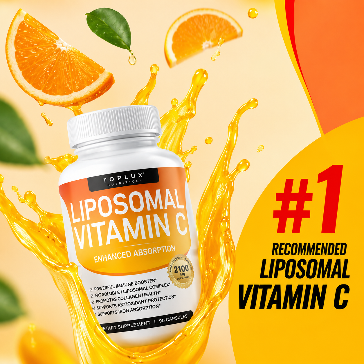 VITAMINA C LIPOSOMAL - 90 Cápsulas  Máxima absorción y protección avanzada 🍊